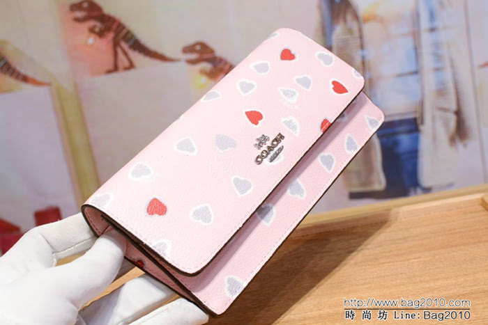 COACH蔻馳 53747# 女士信封錢包 卡位/零錢位齊全 時尚按扣  Chz1325